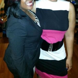 Pink/black/white sleeveless dress size 14/16